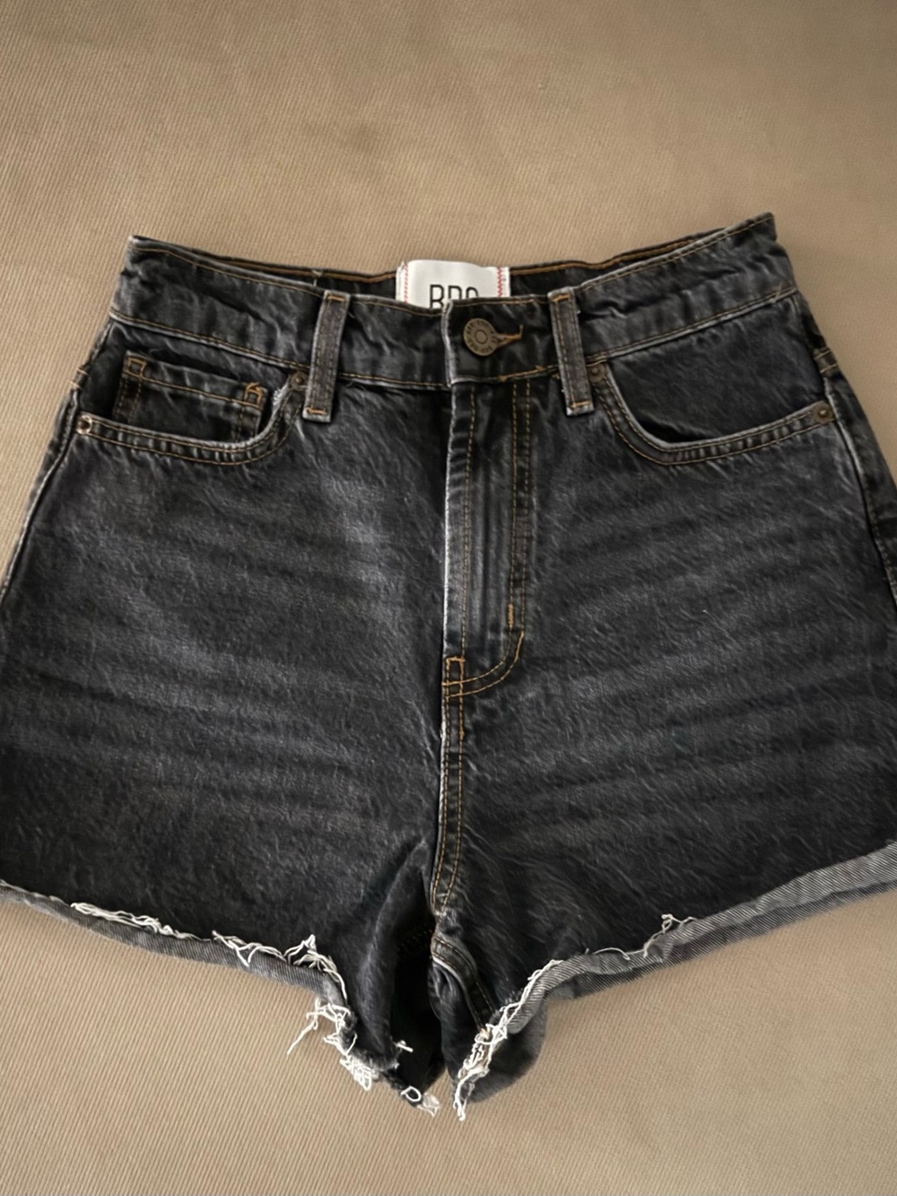 BDG Washed Black A-Line Denim Shorts
